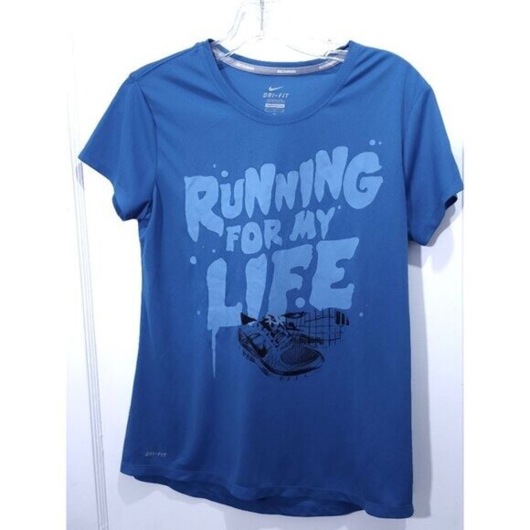 Nike Tops - Nike Dri-FIT Women's Running Top — "Running for My Life," Blue, Medium